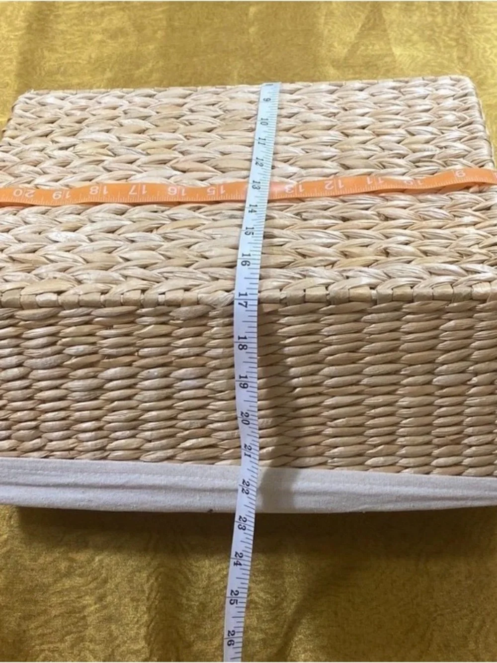 Neutral Cream Fabric Storage Bin Woven